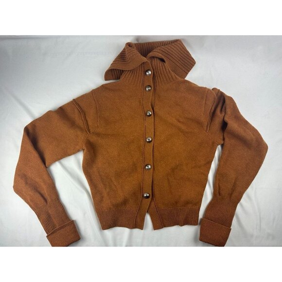 Chloé Ruched Wool-Blend Cardigan Womens Size Large $1150 - Picture 3 of 10